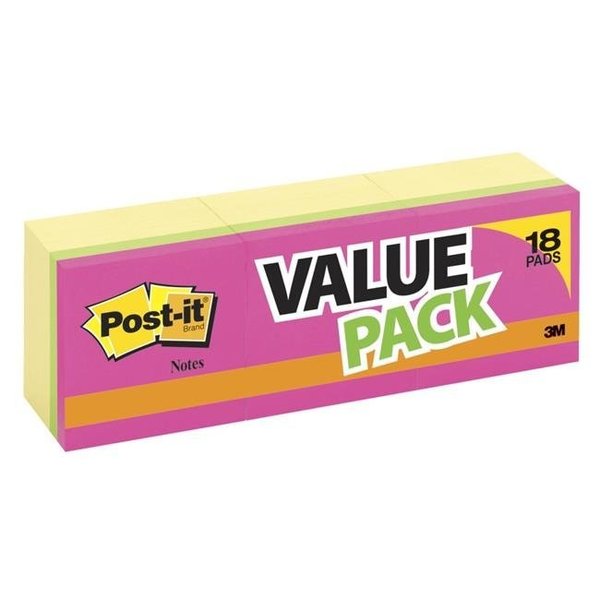 Upgrade7 Notes 3 x 3 in. Yellow Plus 4 Bright Pads 100 Sheet Pad-18 Pads UP940717
